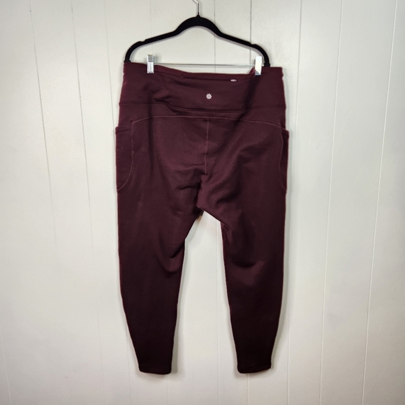 Athleta Altitude Stash Tight Polartech Lined Fleece Leggings Burgundy Size 2X - Picture 5 of 9